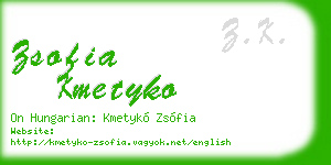 zsofia kmetyko business card